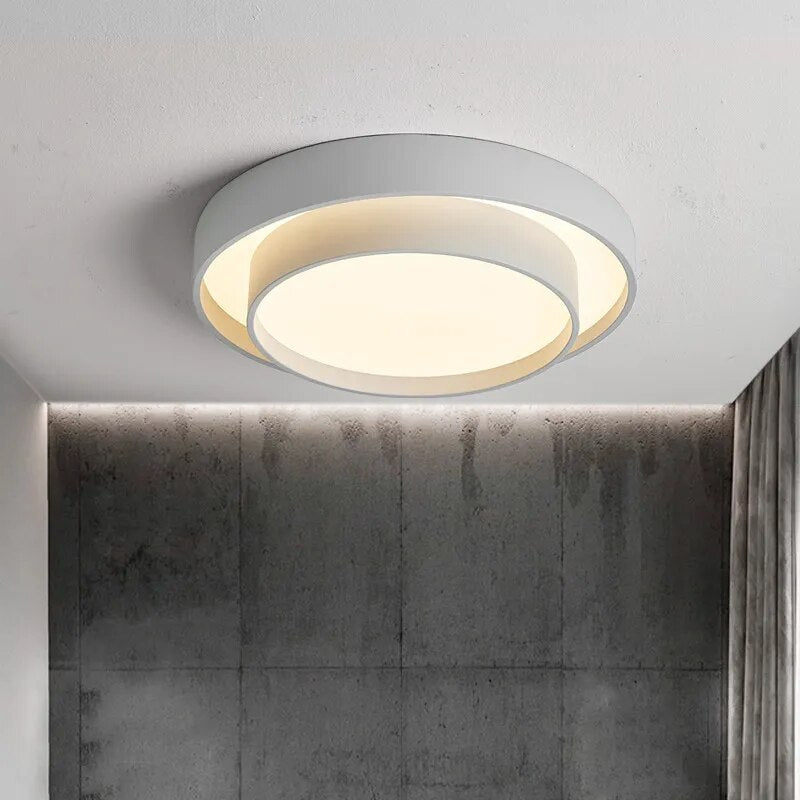 Plafonnier moderne led minimaliste blanc double rond