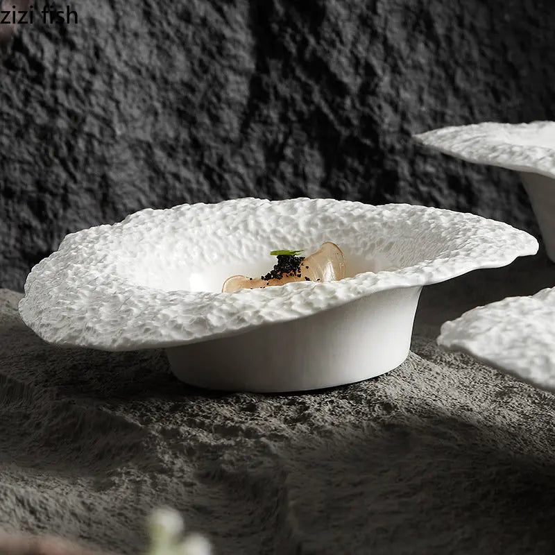 Assiette céramique texture roche bol chapeau design - vue 3 sur 7