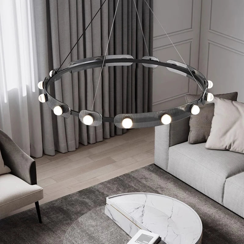 lustre moderne led suspendu pour éclairage intérieur décoratif - vue 4 sur 12