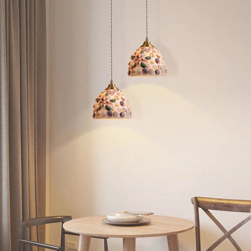 suspension en coquillage pour éclairage décoratif intérieur