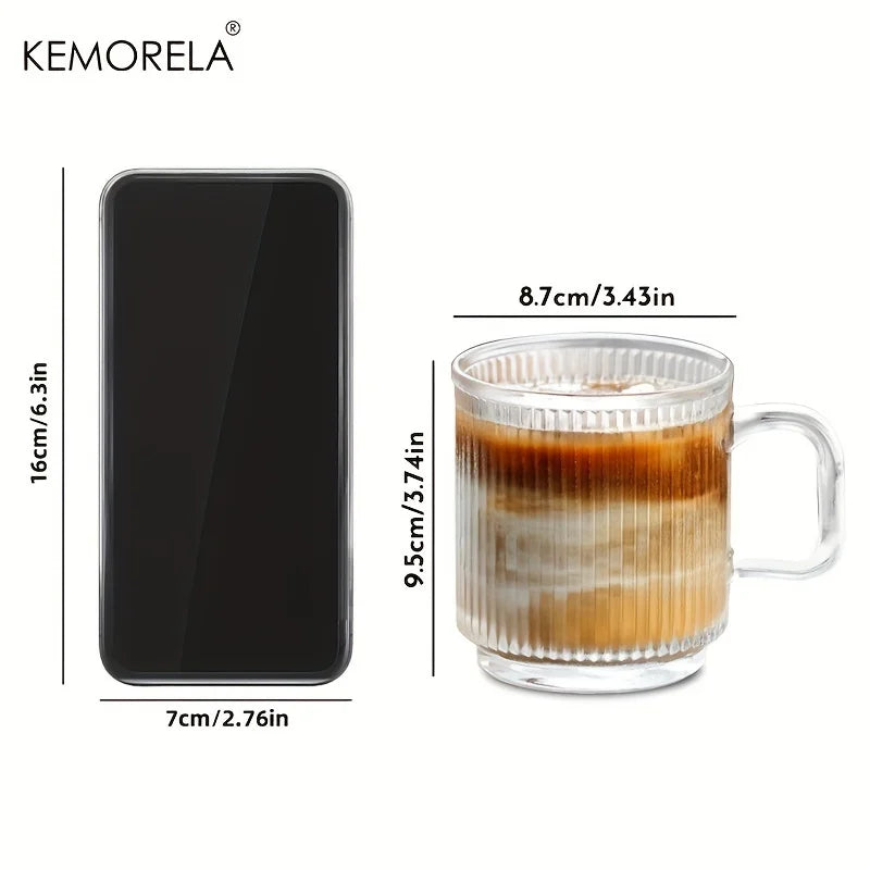 Tasse en verre strié avec anse 350 ml