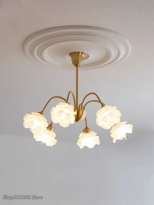 lustre rétro en laiton style français forme de fleur