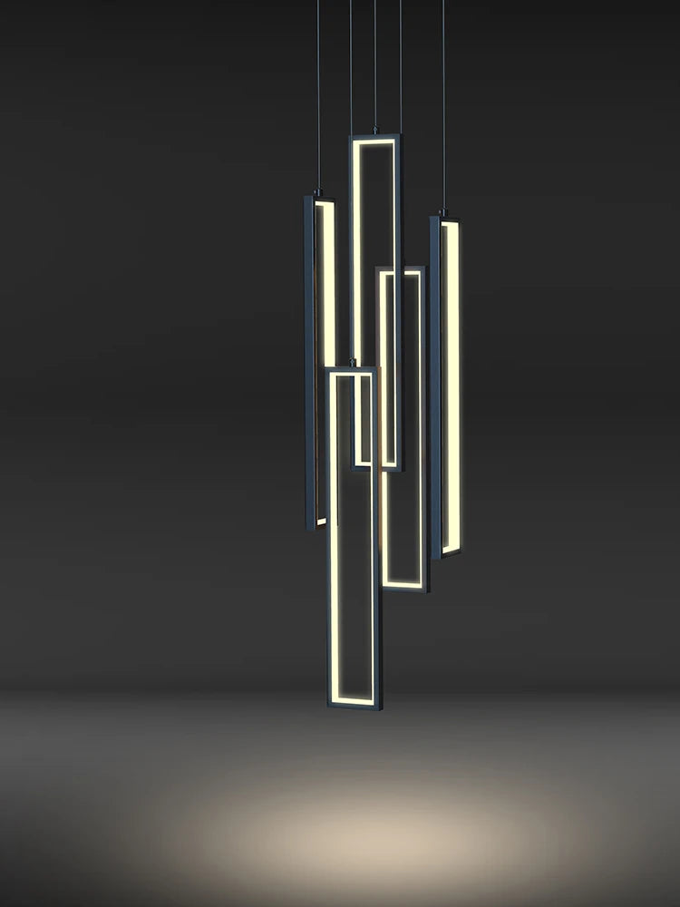 lustre long moderne nordique rectangulaire led pour villa duplex