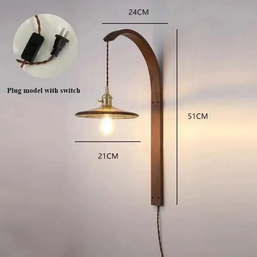 lampe moderne en bois de noyer avec lumière led décorative