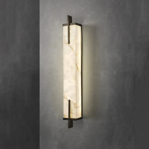 Applique murale Led en laiton doré et marbre