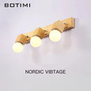 botimi triple applique miroir bois base nordique ajuster hôtel lumières murale