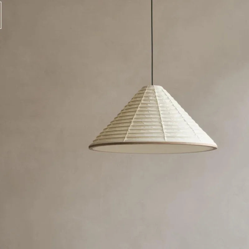 suspension japonaise wabi-sabi lampe en papier de riz design pliable - vue 4 sur 8