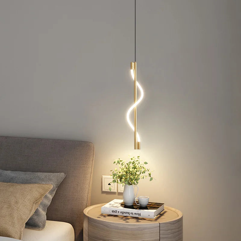suspension en spirale luxe avec télécommande gradation led