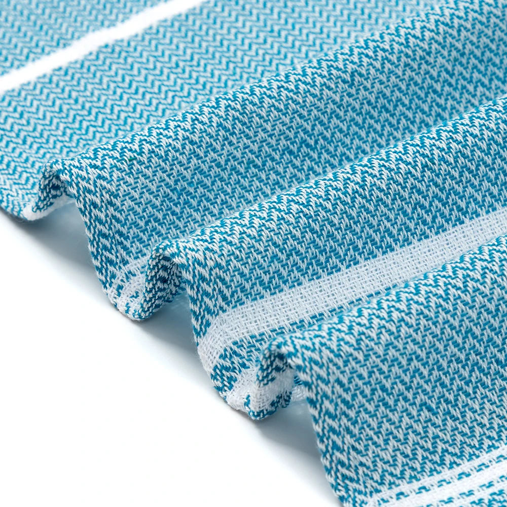 serviette de plage turque coton rayures franges rapide - vue 6 sur 7
