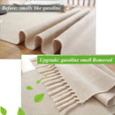 Chemin de table lin rustique brodé beige campagne