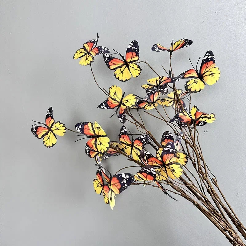 branche de papillon artificielle avec fausses fleurs décoratives pour jardin