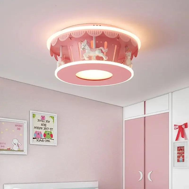 lampe de plafond led carrousel créative pour filles - vue 2 sur 8