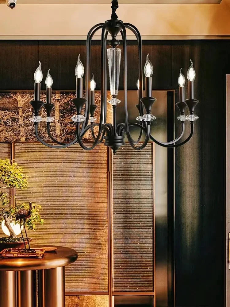 lustre rétro luxe en cristal style américain - vue 3 sur 10