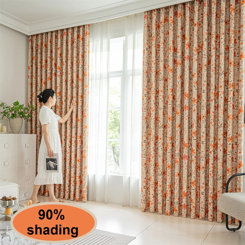 Rideau occultant motif floral moderne pour salon chambre - vue 3 sur 7