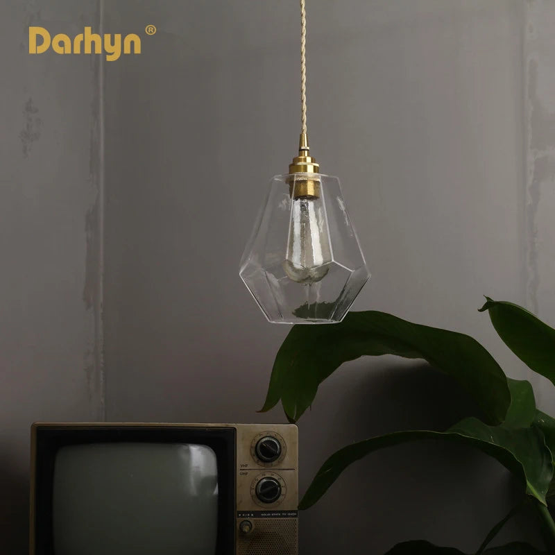 lampes suspendues modernes laiton verre rétro - vue 4 sur 7