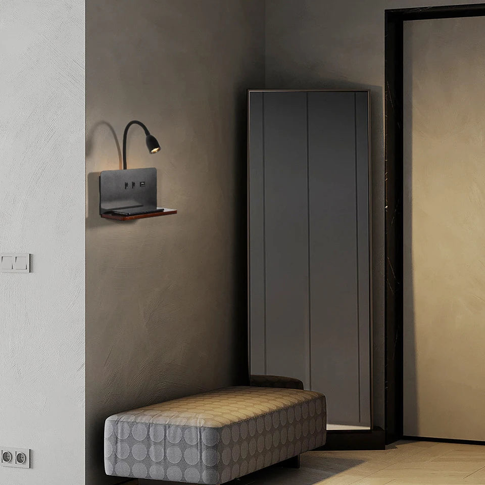 Applique murale LED d'intérieur avec Interface USB et chargement sans fil - vue 7 sur 8