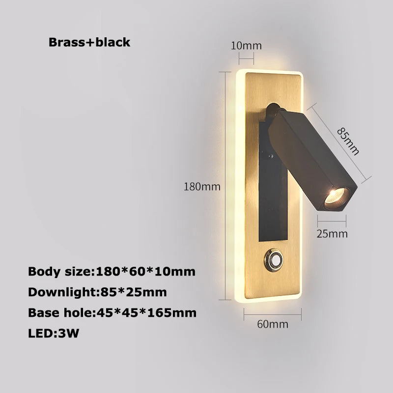 applique murale led rotative avec interrupteur pour lecture - vue 23 sur 23