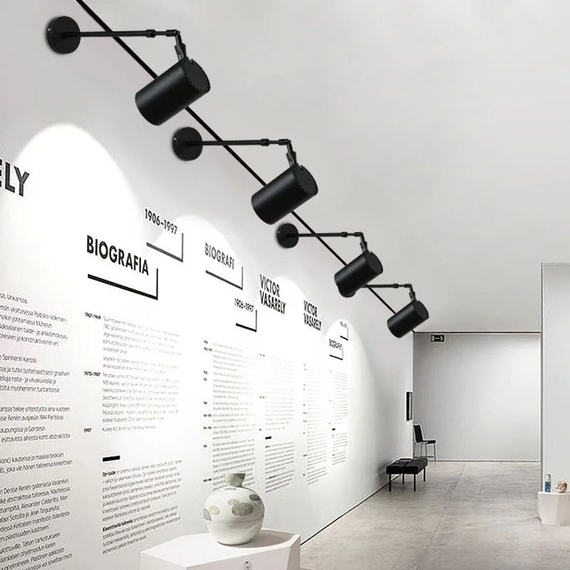 projecteur mural led réglable pour salle d'exposition bras long