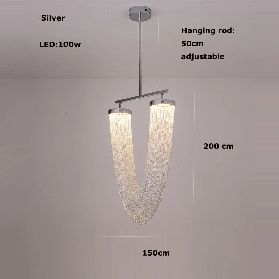 lustre artistique à led en aluminium chromé avec intensité variable - vue 19 sur 21
