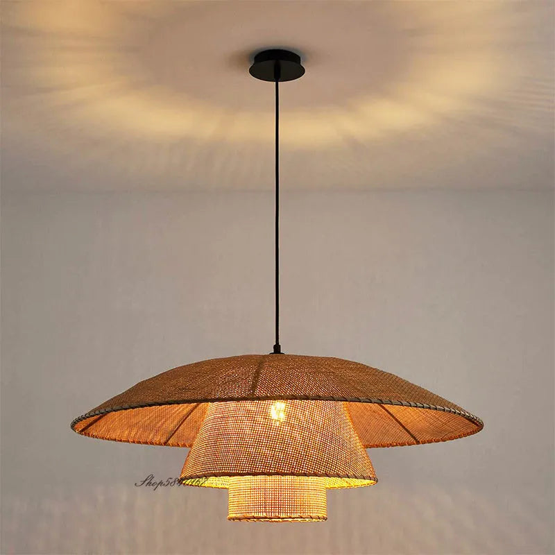 Lampe Vintage en rotin - vue 3 sur 12
