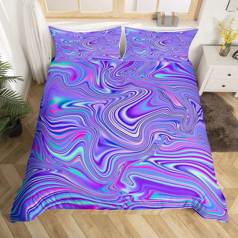 parure de lit 3d marbre nordique blanc rose 1 et 2 places