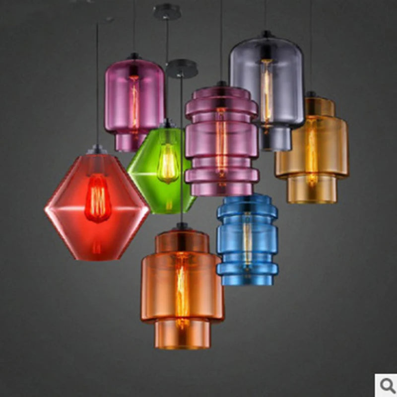 Suspension design en verre coloré Style rétro thème Restaurant Bar vitrail Style ethnique café - vue 4 sur 10