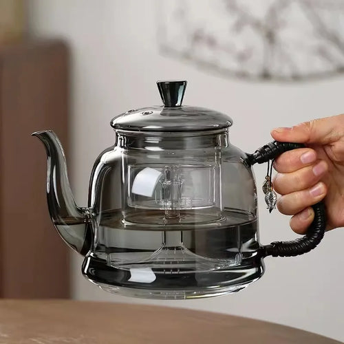 Théière en verre borosilicate 1.2l infuseur double compartiment