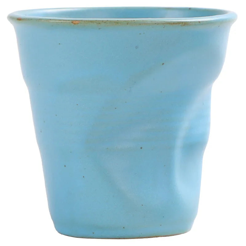 Tasse cafe gres plissee main style vintage