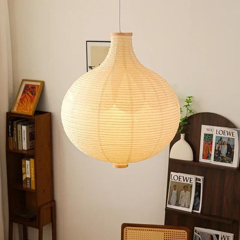 Lustre en papier japonais ronde avec lumière décorative suspendue