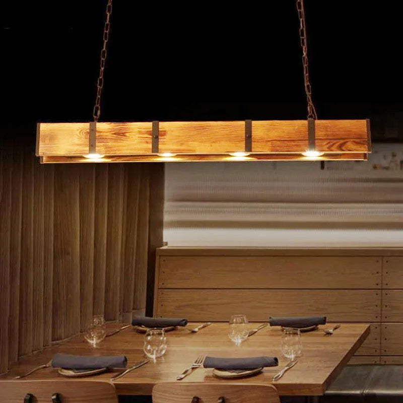 Style ancien américain Vintage grenier en bois suspension lampe salle à manger Bar Table magasin de vêtements industriel suspension Led éclairage - vue 5 sur 8