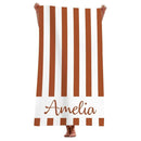serviette de plage personnalisee rayures microfibre avec prenom