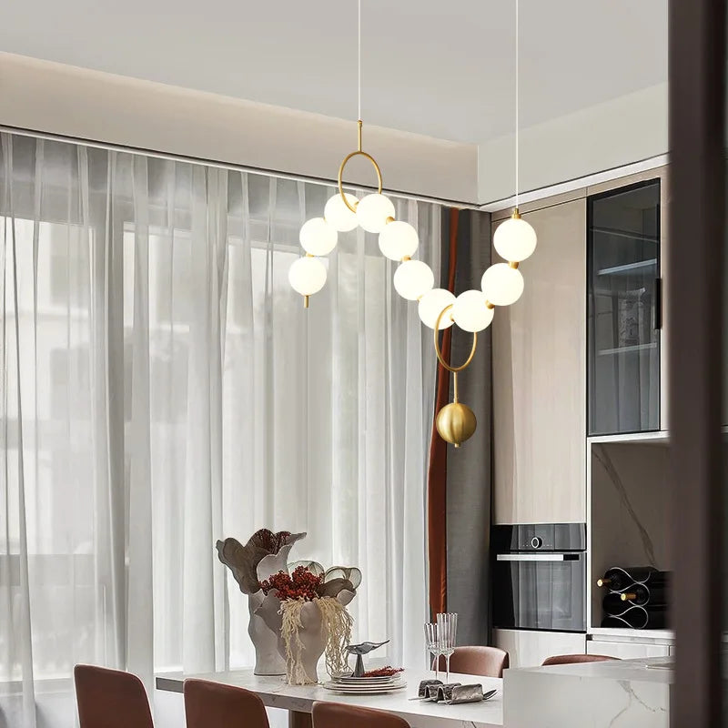 Lustre design arrondi avec boules LED - vue 6 sur 16
