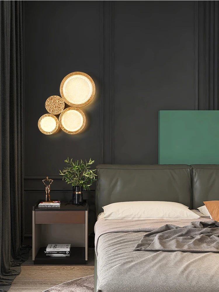 applique murale led postmoderne en cuivre avec miroir magique