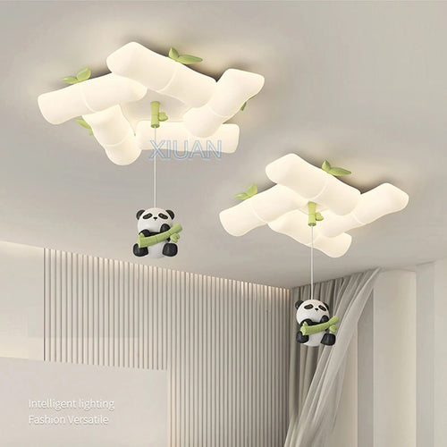 plafonnier panda en bambou pour chambre d'enfant et maternelle