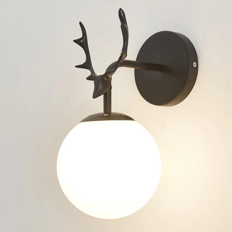 applique murale led rétro boule de verre décorative veilleuse - vue 3 sur 16