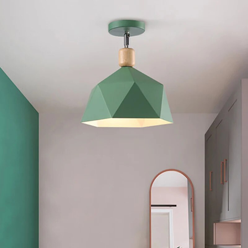 plafonnier nordique moderne led bois intérieur décor éclairage - vue 5 sur 9