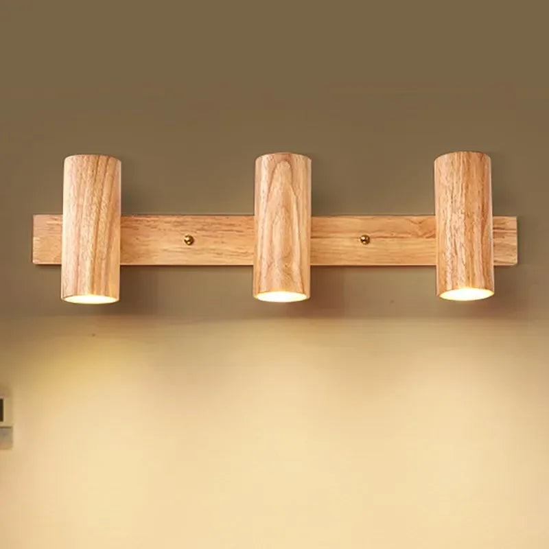 Lampe de chevet nordique LED multi-têtes en noyer - vue 2 sur 12