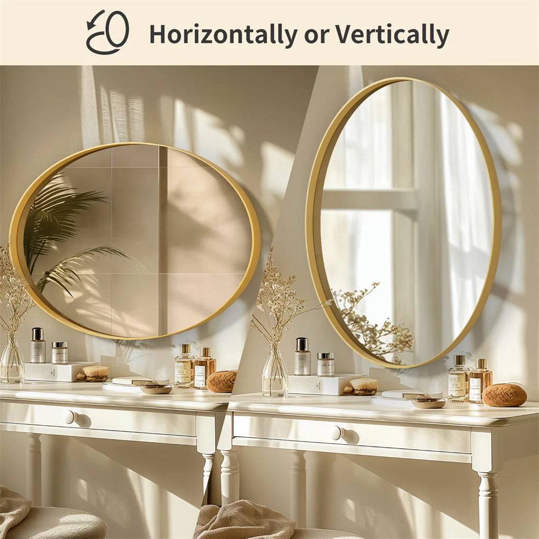 miroir doré brossé avec cadre en métal décoratif - vue 3 sur 6