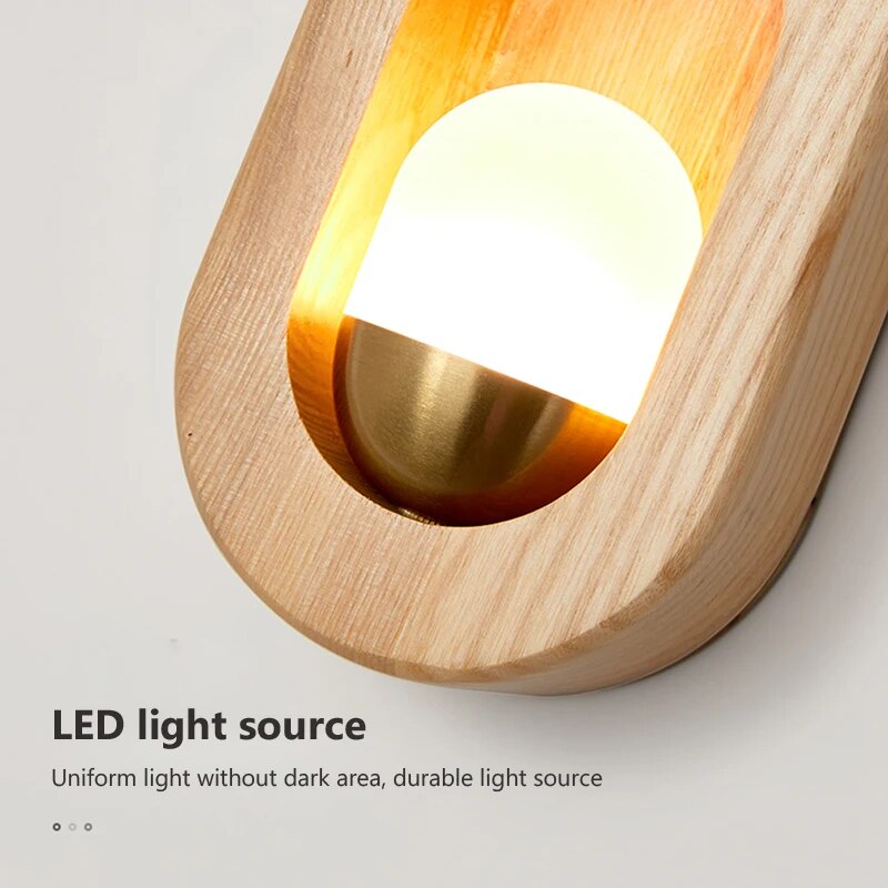 Applique murale LED nordique en bois massif - vue 6 sur 8