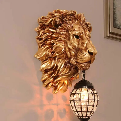 applique murale vintage lion en cristal pour décoration intérieure