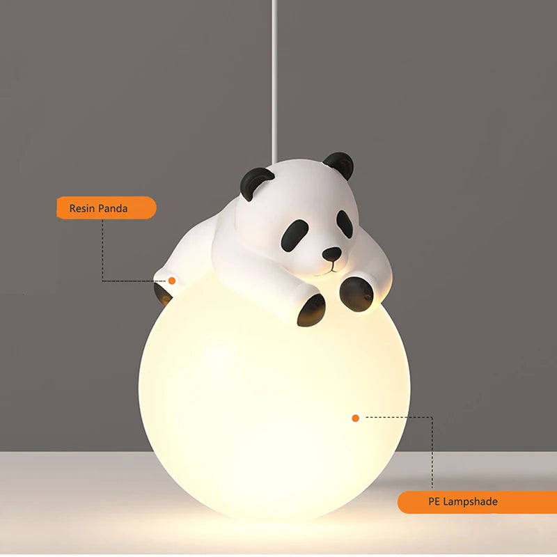 Résine Panda lampes suspendues chambre d'enfants suspension chambre chevet lustre pour bébé enfants crèche école Panda lumière - vue 6 sur 7