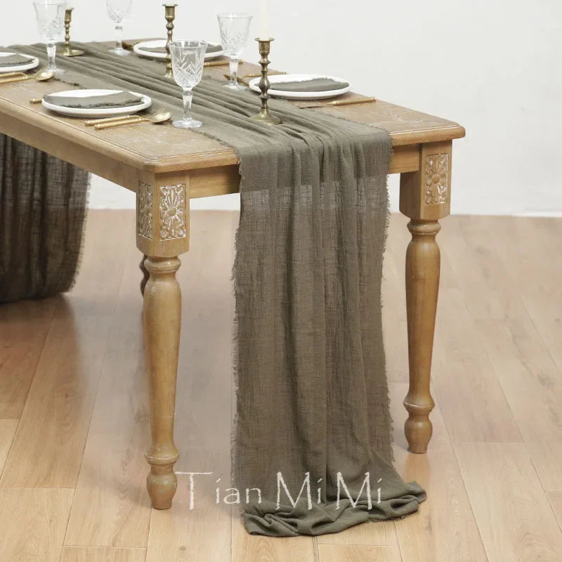 Chemin de table gaze coton bohème mariage fête