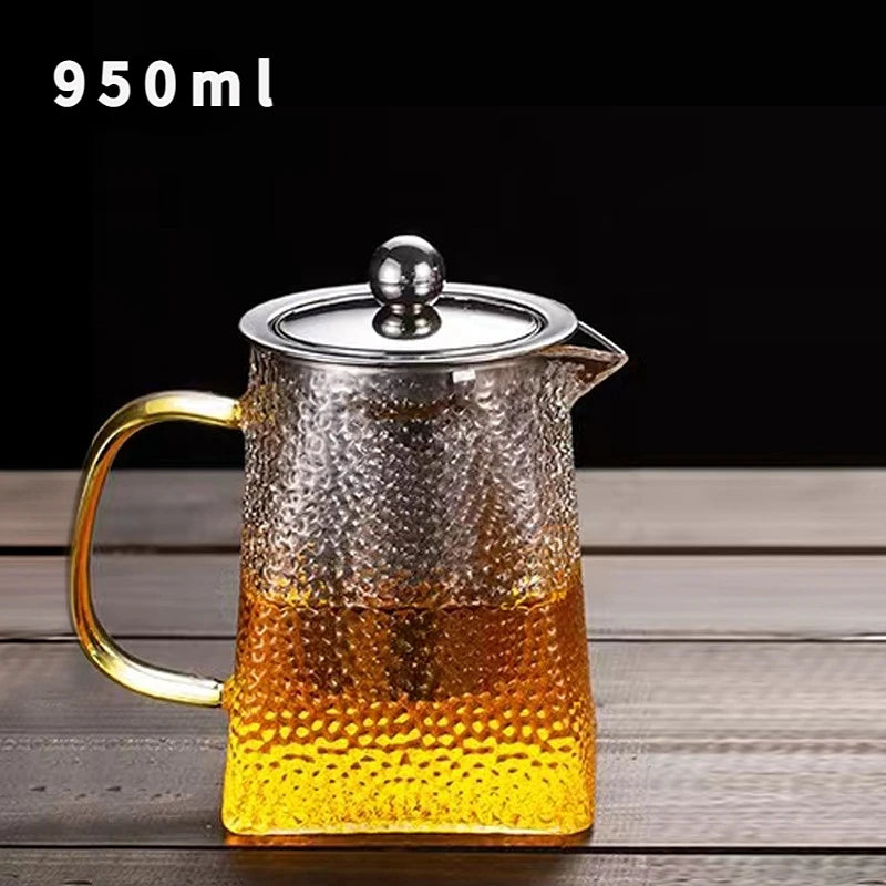 Théiere verre martelé filtre inox resistante chaleur