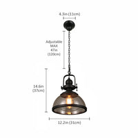 suspension rétro en fer avec abat-jour en verre décoratif