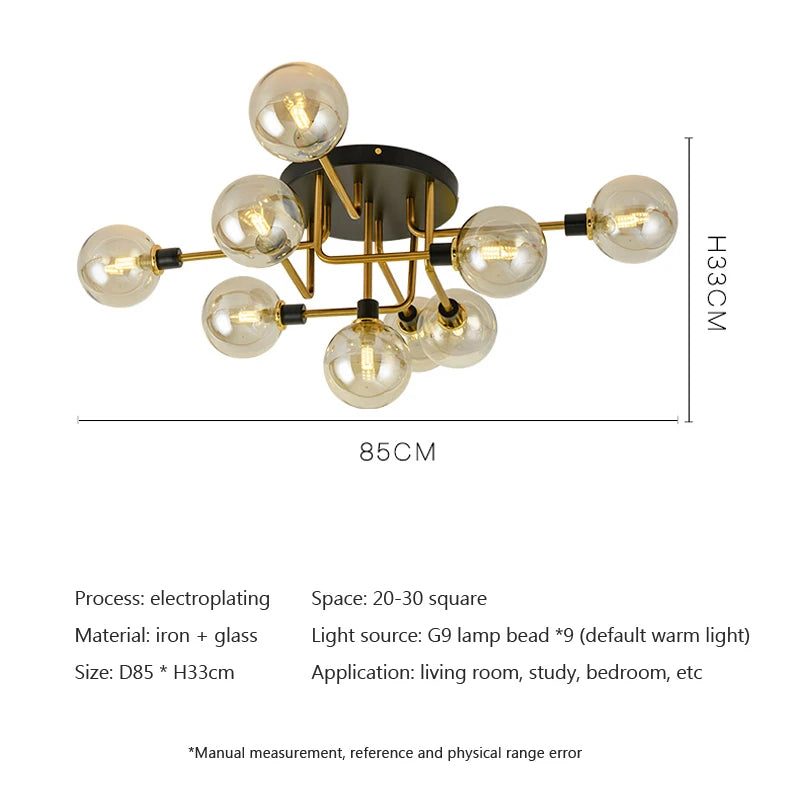 lustre led verre moderne salon maison décor plafonnier
