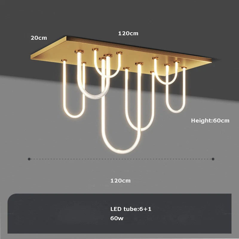 lustre rectangulaire en acier inoxydable à intensité variable - vue 11 sur 11