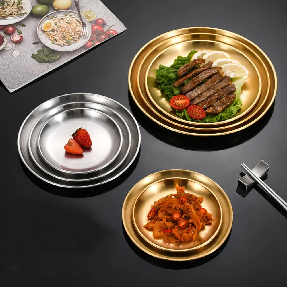 Ensemble 6 assiettes inox multifonction barbecue cuisine - vue 6 sur 7