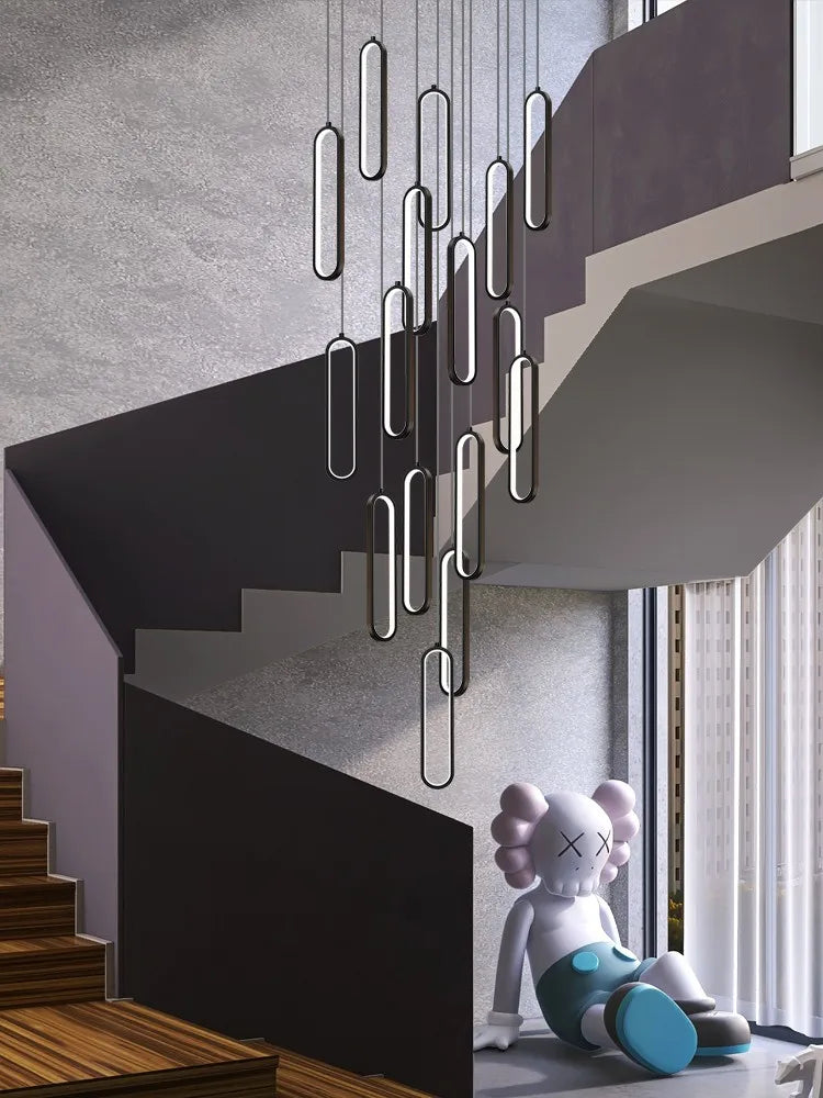 lustre led moderne avec anneau pivotant pour escalier - vue 2 sur 11