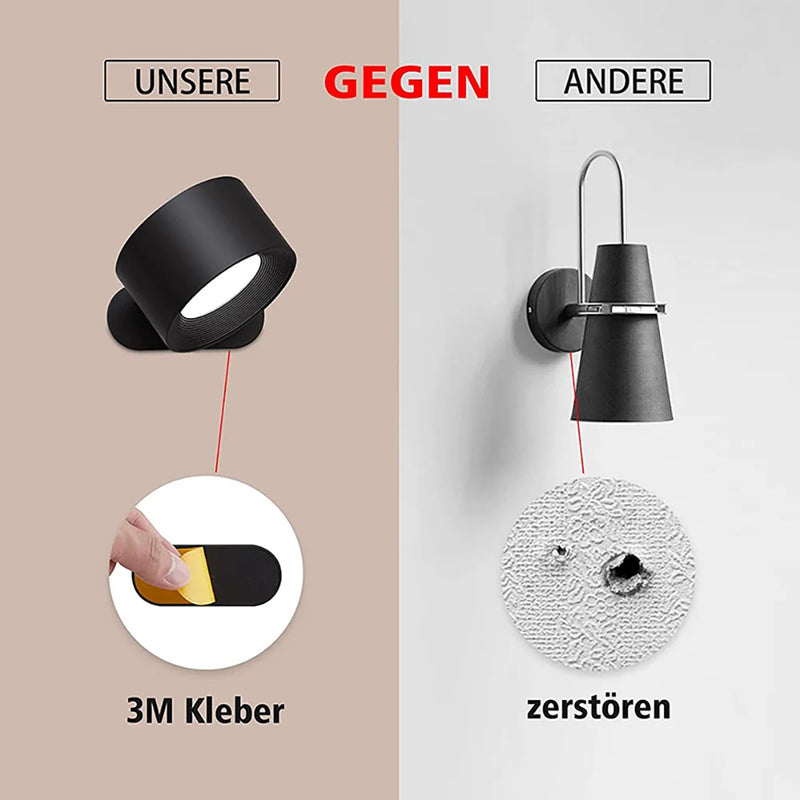 applique murale led rechargeable usb rotation 360° boule magnétique dimmable tactile