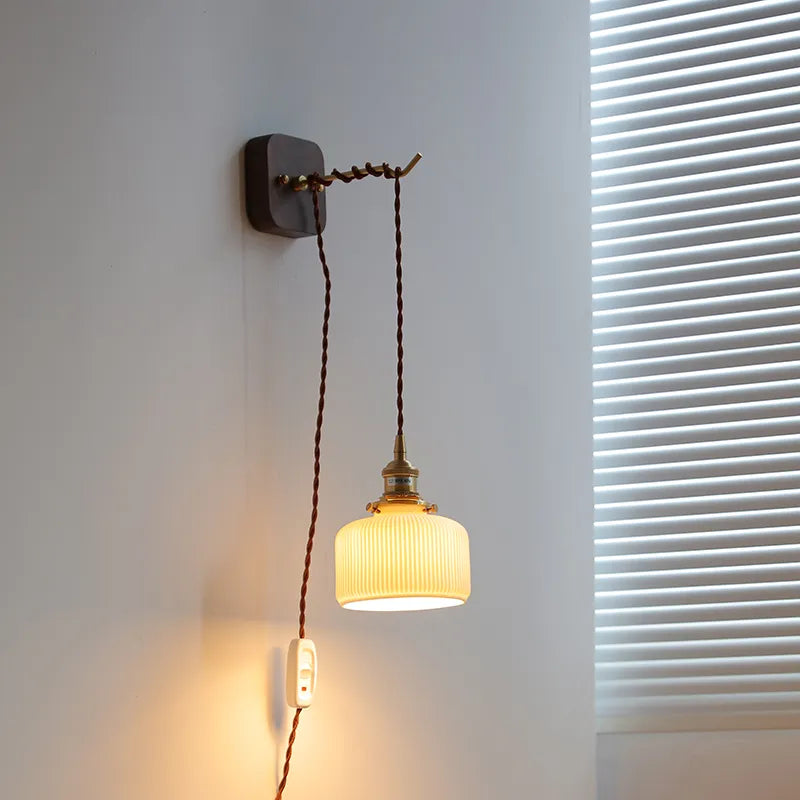 applique murale led noyer cuivre moderne baguette plug-in - vue 7 sur 23